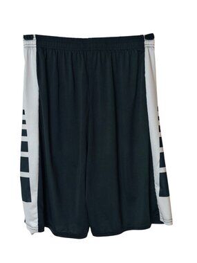 Real Essentials Mens M Athletic Shorts Black White Side Pockets 21" Length Sport